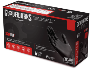 Nitrile Disposable Gloves, 6/5 mil Finger- Palm, Nitrile, Powder-Free, Black - 10box/cs - Buster's Industrial Supply