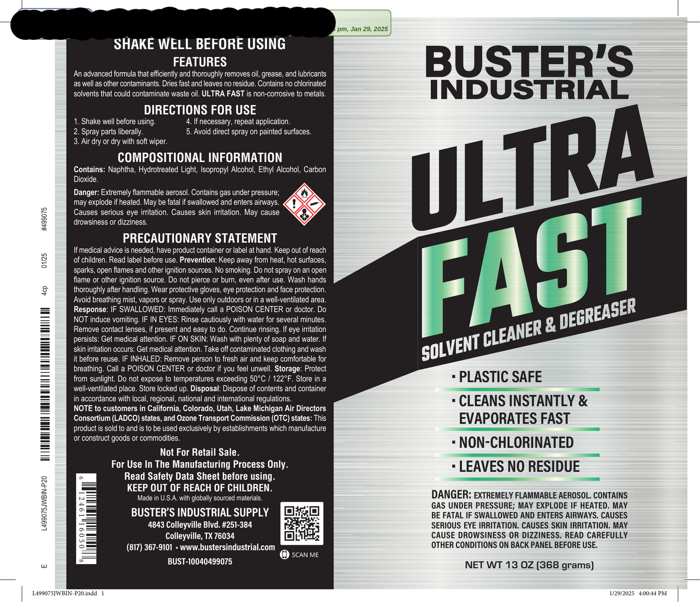 Ultra Fast - Industrial cleaner 20oz - Buster's Industrial Supply