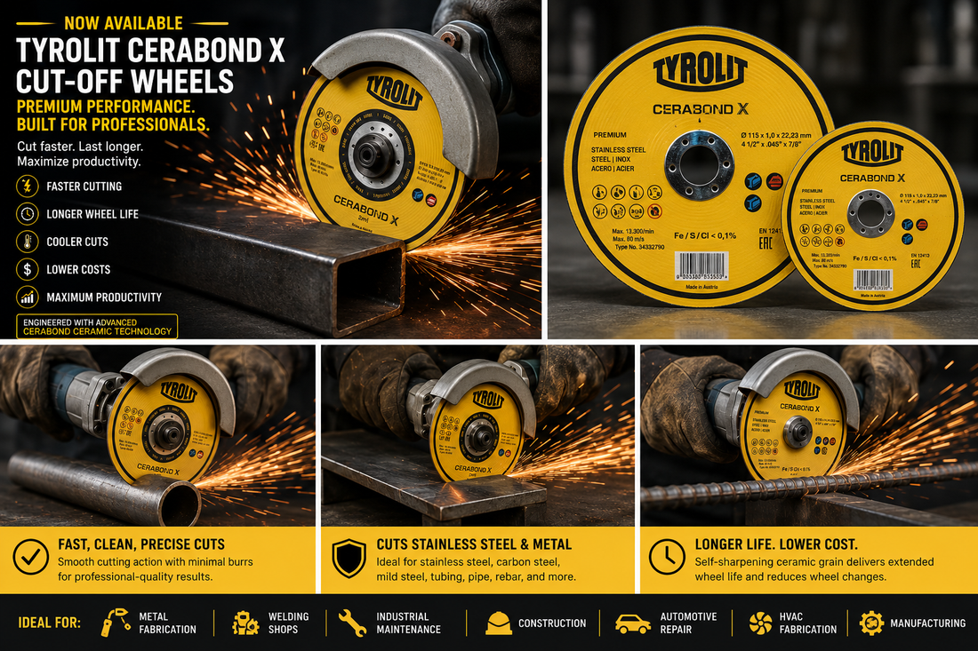 Now Available at Buster's Industrial: TYROLIT CERABOND X Cut-Off Wheels for Stainless Steel & Metal