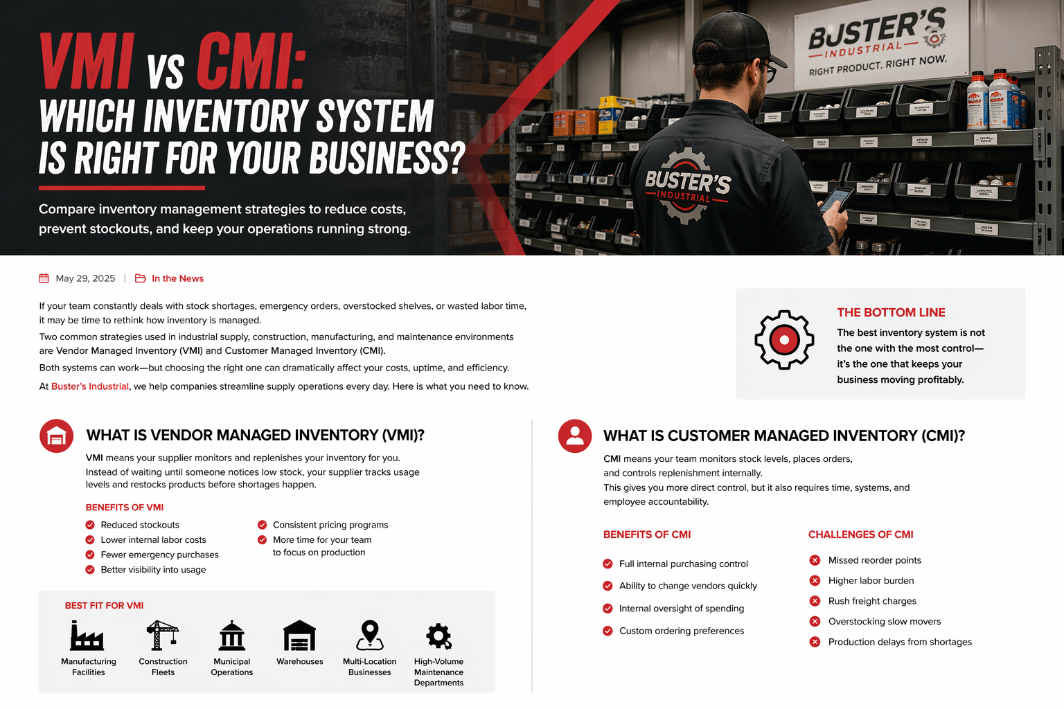 VMI vs CMI: 2 Inventory Models for Industrial Buyers – Buster's ...