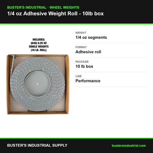1/4 oz Adhesive Wheel Weight Roll 10 lb box - specifications