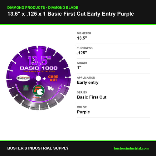 13.5 x .125 x 1 Basic First Cut Early Entry Purple diamond blade - specifications