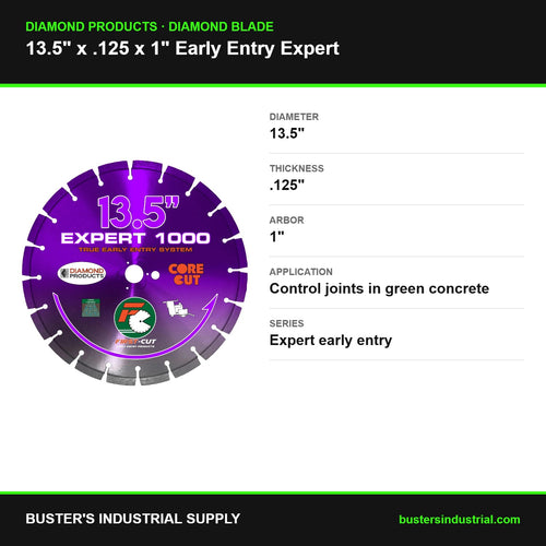 13.5 x .125 x 1 Early Entry Expert diamond blade - specifications