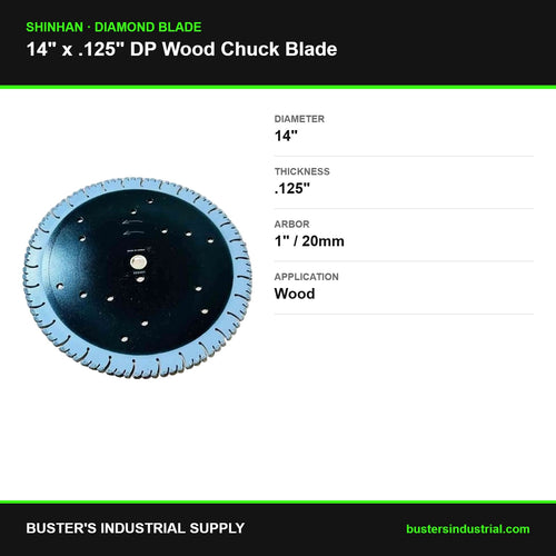 14 x .125 DP Wood Chuck diamond blade - specifications