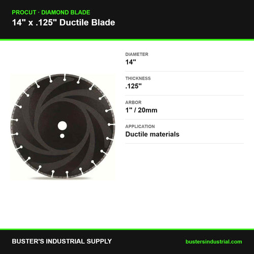 14 x .125 x 1-20mm ductile diamond blade - specifications