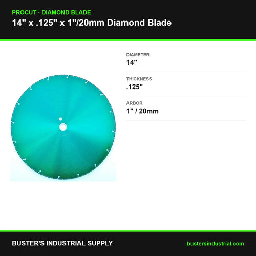 14 x .125 x 1-20mm diamond blade - specifications