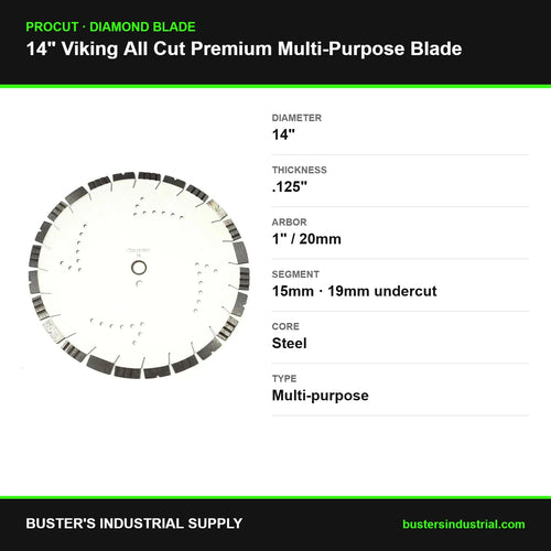 14 inch Viking All Cut premium multi-purpose diamond blade - specifications