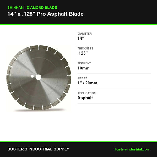 14 x .125 x 10mm Pro Asphalt diamond blade - specifications