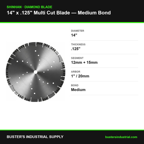 14 x .125 Multi Cut medium bond diamond blade - specifications