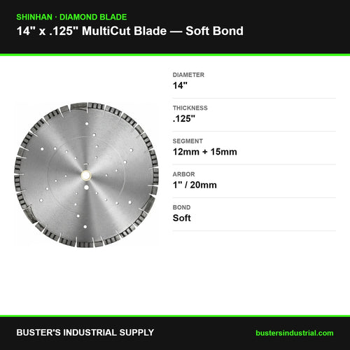 14 x .125 MultiCut soft bond diamond blade - specifications