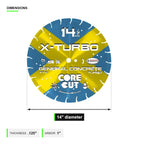 14 inch X-Turbo combo blade dimensions