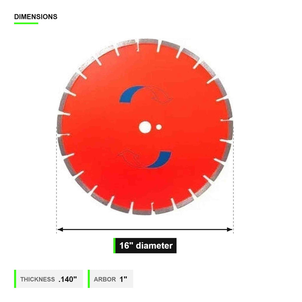 16 inch rescue blade dimensions - .140 inch thickness, 1 inch arbor