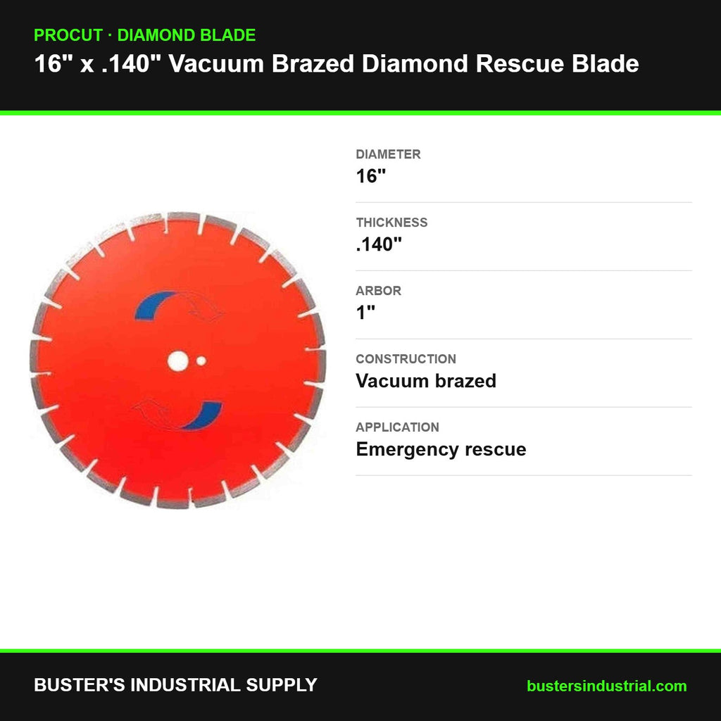 16 x .140 x 1 vacuum brazed diamond rescue blade - specifications