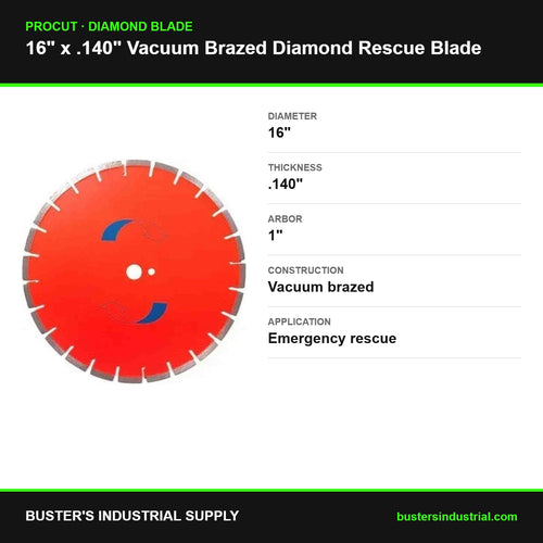 16 x .140 x 1 vacuum brazed diamond rescue blade - specifications