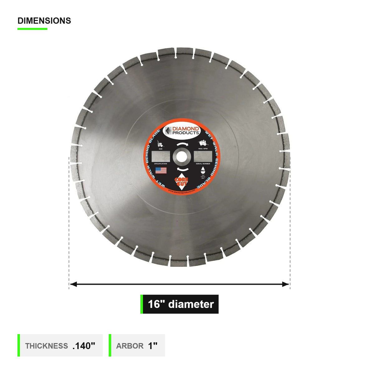 16 inch PGC4500 blade dimensions