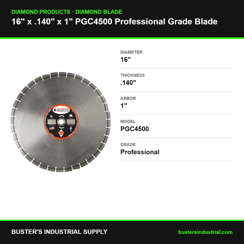 16 x .140 x 1 PGC4500 professional grade blade - specifications