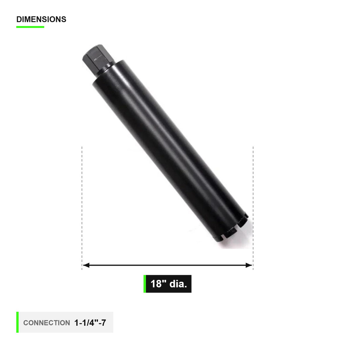 18 inch concrete core bit dimensions