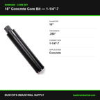 18 inch concrete core bit 1-1/4-7 connection - specifications