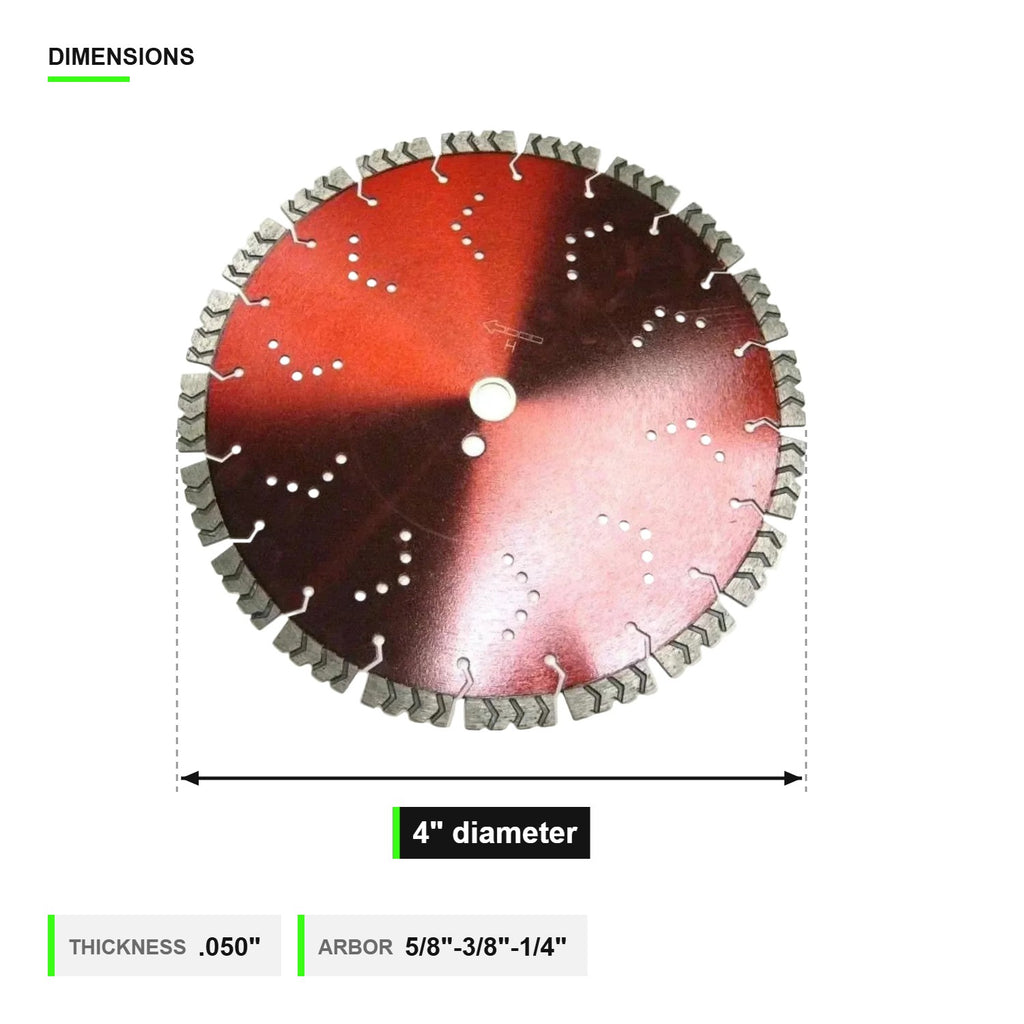 4 inch metal cutting diamond blade dimensions