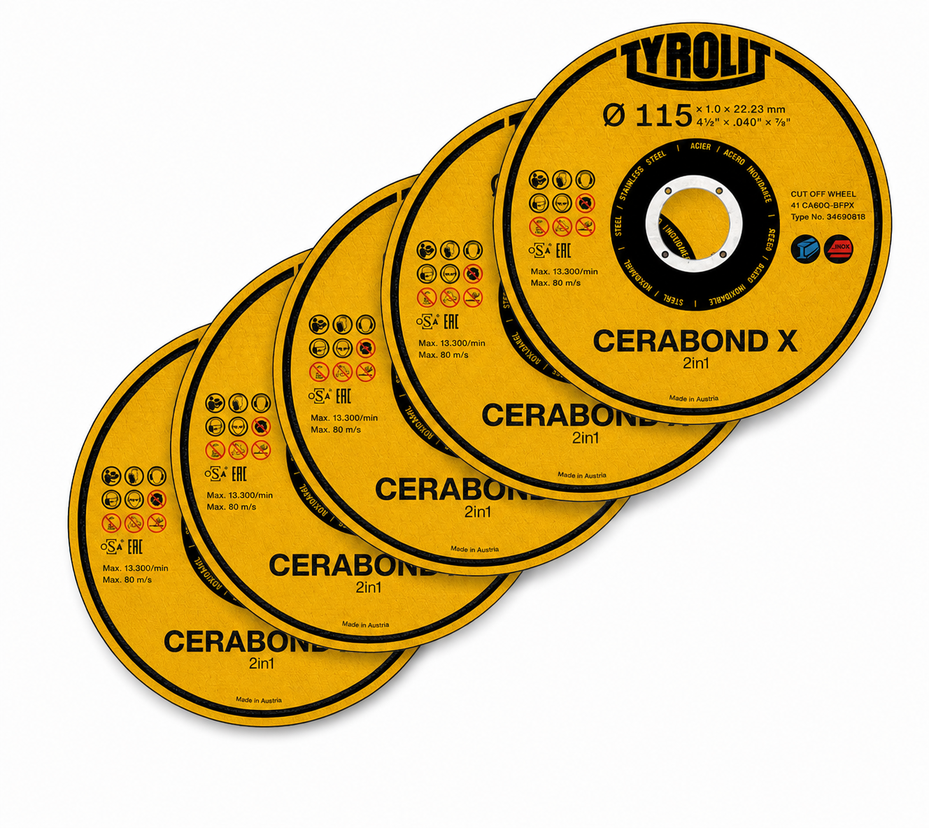 Tyrolit CERABOND X Cut Off Wheels - 2in1 Ceramic Grinder Cut Off Wheels for Metal & Stainless Steel