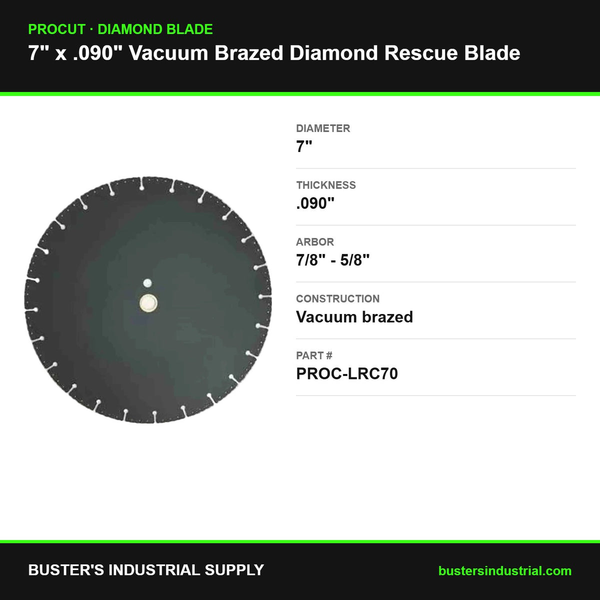 7 x .090 vacuum brazed diamond rescue blade - specifications