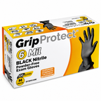 GripProtect® 6 Mil Black Nitrile Exam Gloves - 10Box / Case Qty