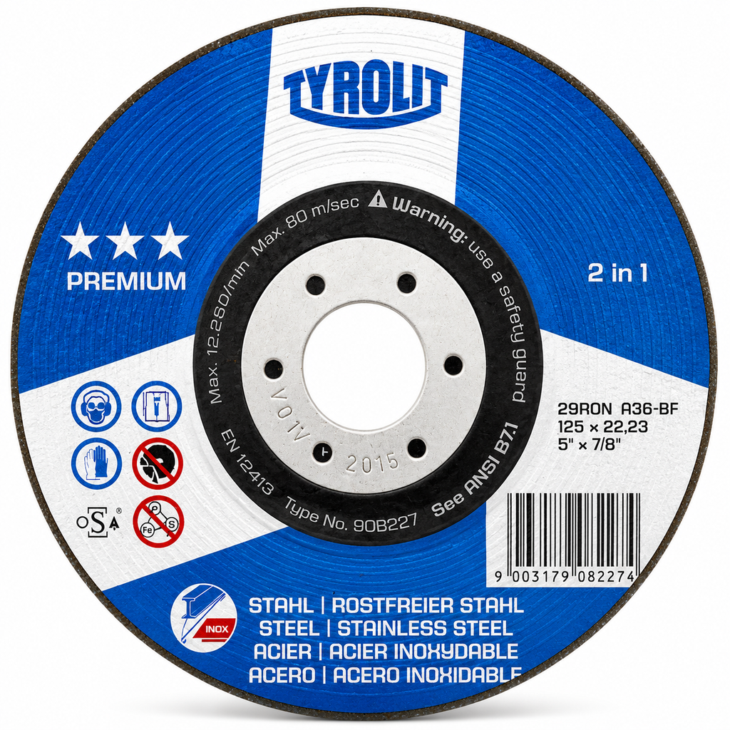 TYROLIT Premium 2in1 RONDELLER® Grinding Wheel – Steel & Stainless Steel