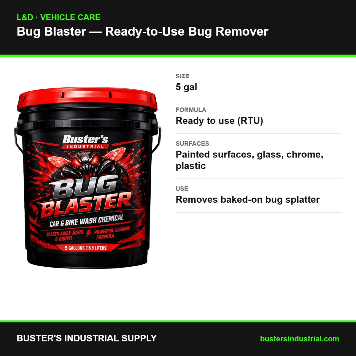 Bug Blaster ready to use bug remover - specifications