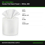 Center pull hand towel white 600 sheets - specifications