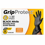 GripProtect® 6 Mil Black Nitrile Exam Gloves - 10Box / Case Qty
