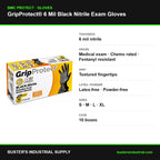 GripProtect black nitrile exam gloves specifications