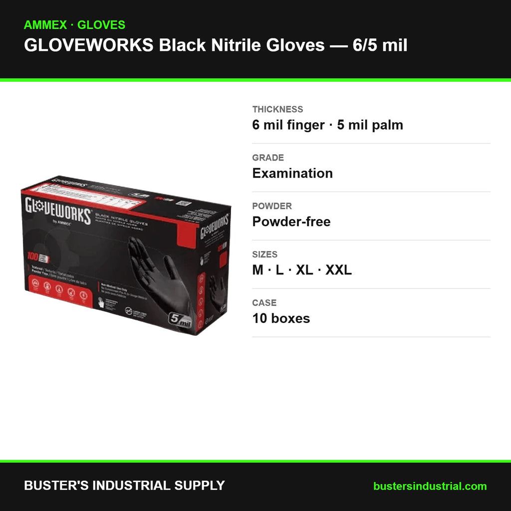 Black 6 mil nitrile gloves specifications