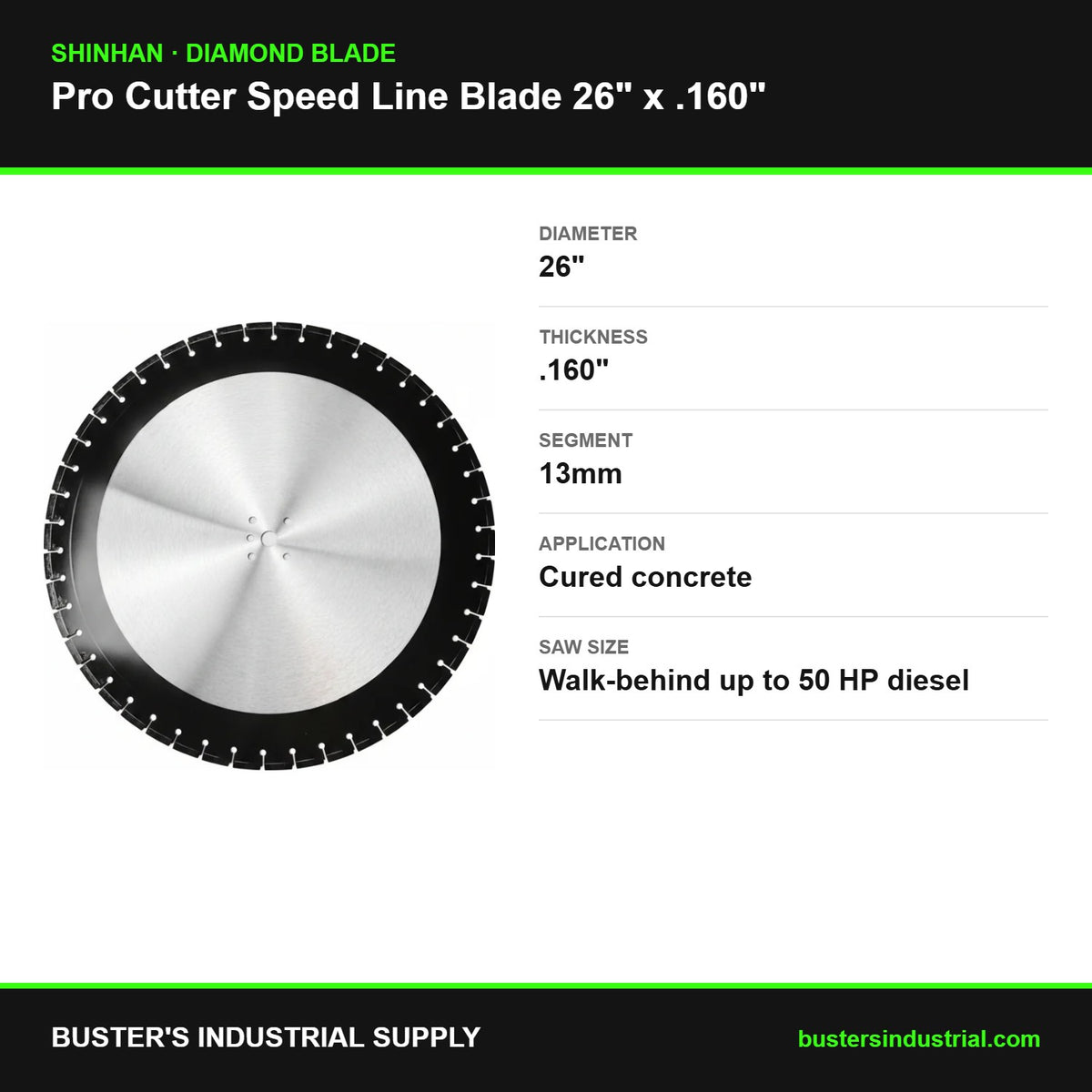 Pro Cutter 26 in diamond blade specifications