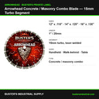 Arrowhead concrete masonry combo blade 15mm turbo segment - specifications