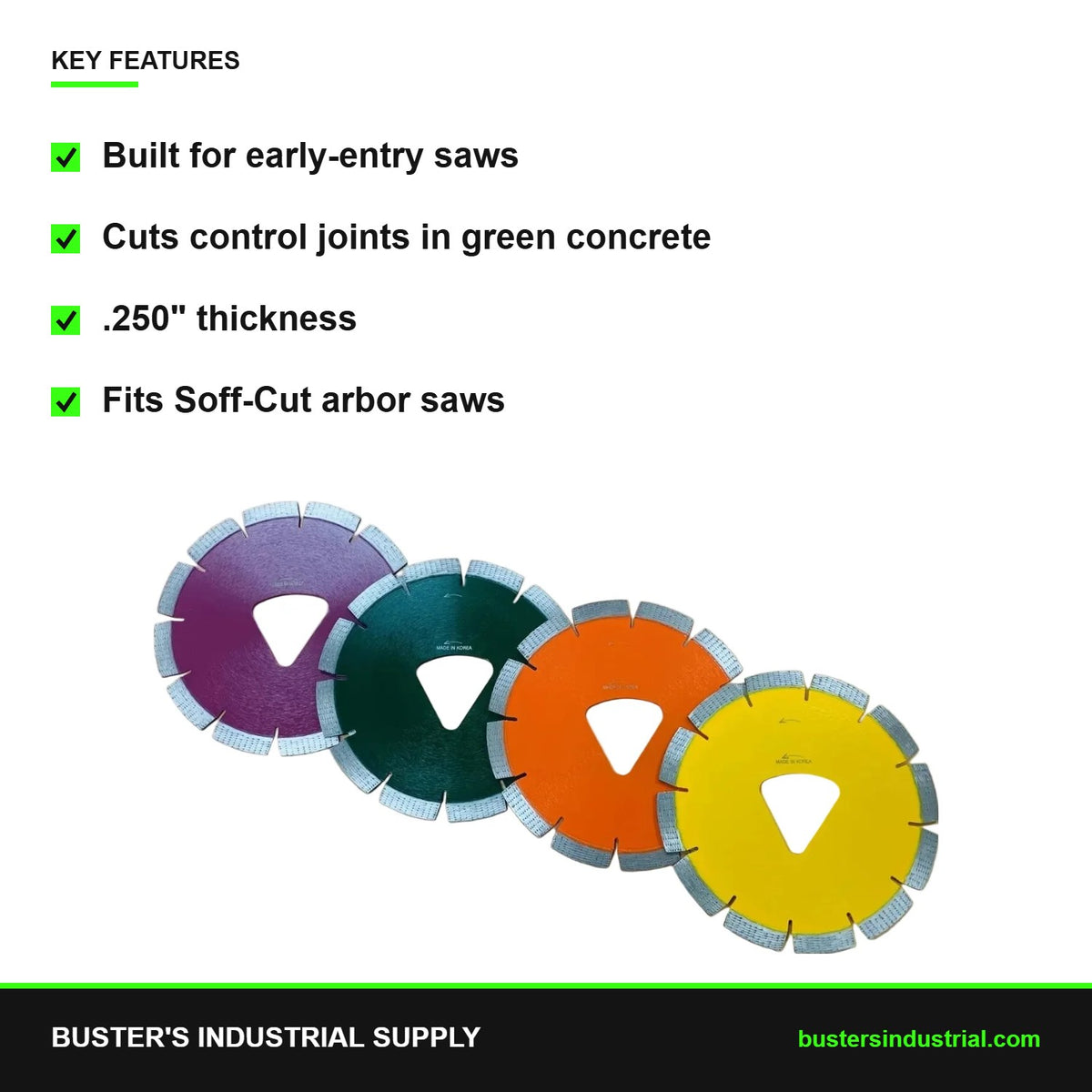 Soff-Cut 12 in x .250 diamond blade key features