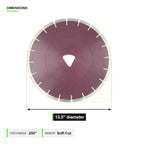 Soff-Cut 13.5 in x .250 purple diamond blade dimension diagram