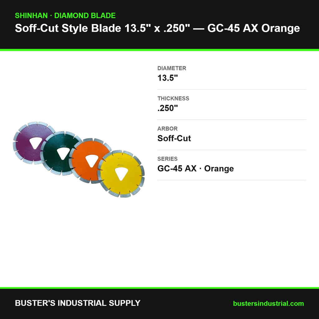 Soff-Cut 13.5 in x .250 orange diamond blade specifications