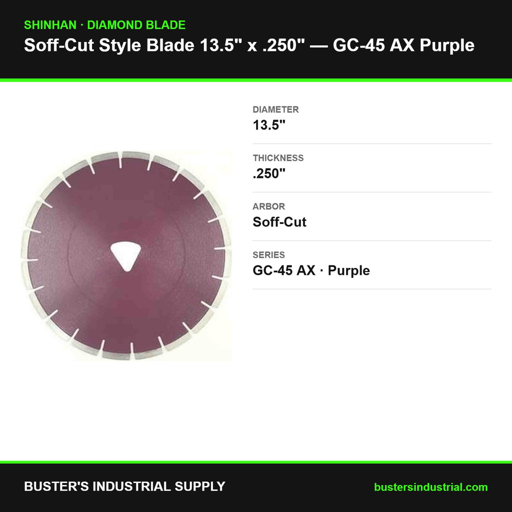 Soff-Cut 13.5 in x .250 purple diamond blade specifications