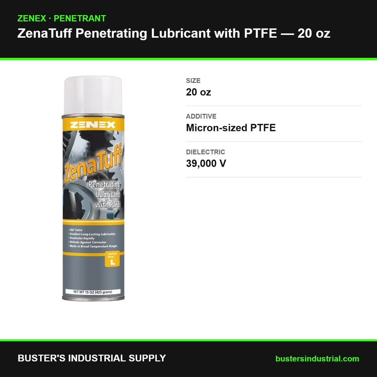 Zenatuff 20 oz specifications